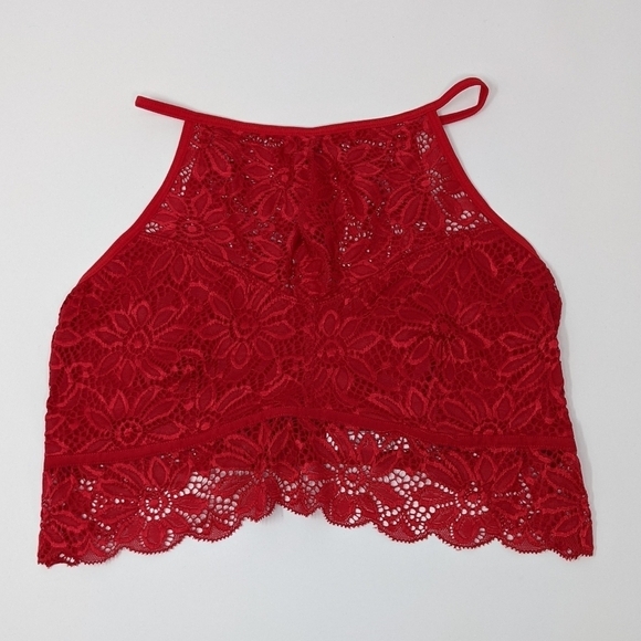 Bralette red lace keyhole open back - Picture 1 of 5